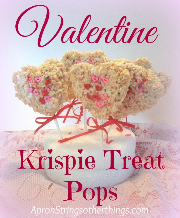 Valentine Krispie Treat Pops  Apron Strings & other things