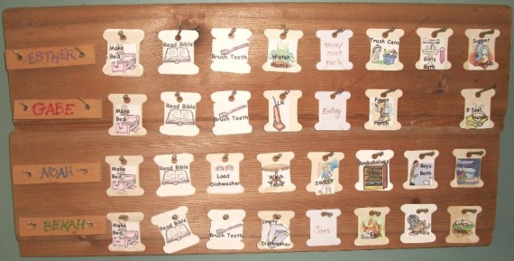 chore board at Apron Strings & other things