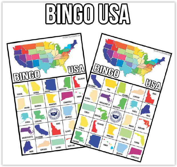 Screen Shot BINGO U.S.A. Activity Bundle at ApronSTringsOtherThings.com