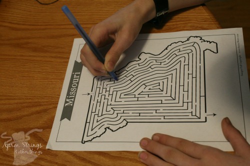 missouri maze usa maze activity at ApronStringsOtherThings.com