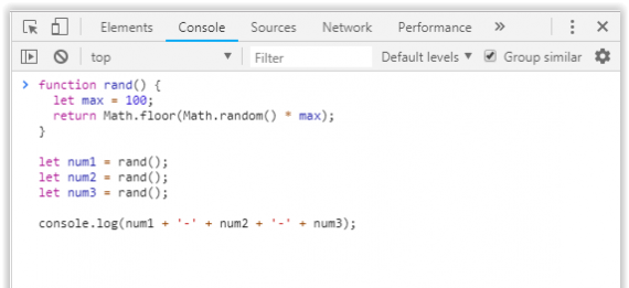 Screen Shot Code for Teens program JavaScript Random Number Selector 1 at ApronStringsOtherThings.com