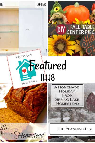 Encouraging Hearts & Home 11.1.18 Featured at ApronStringsOtherThings.com