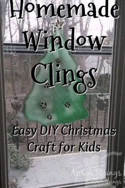 homemade window clings christmas tree Glue and Food Coloring at ApronSTringsOtherThings.com