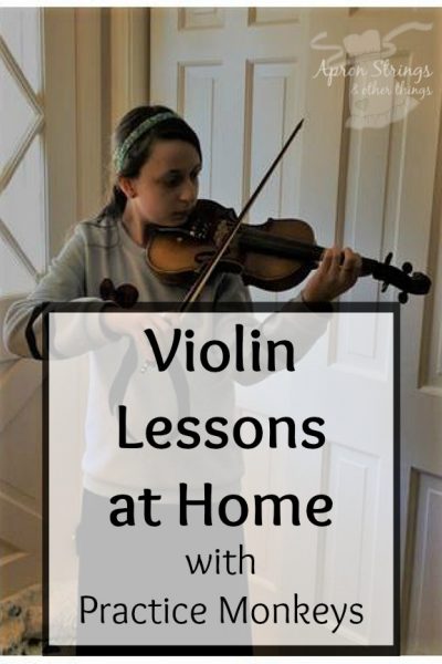 Learn to Play Violin at Home with Practice Monkeys Online Classes at ApronStringsOtherThings.com