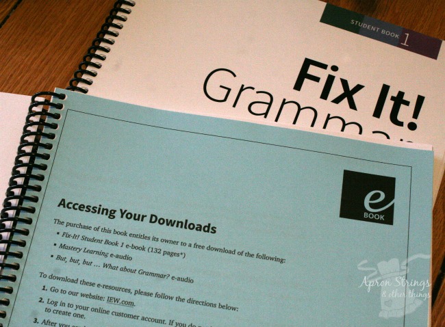 IEW Fix It! Grammar book one access download at ApronStringsOtherThings.com
