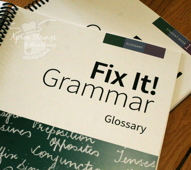 IEW Fix It! Grammar glossary book one at ApronStringsOtherThings.com
